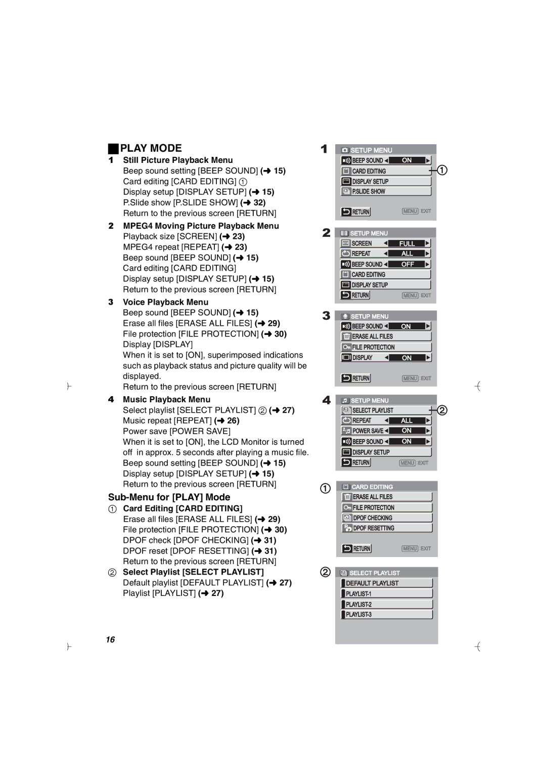 Panasonic SV-AV20U manual Sub-Menu for Play Mode 