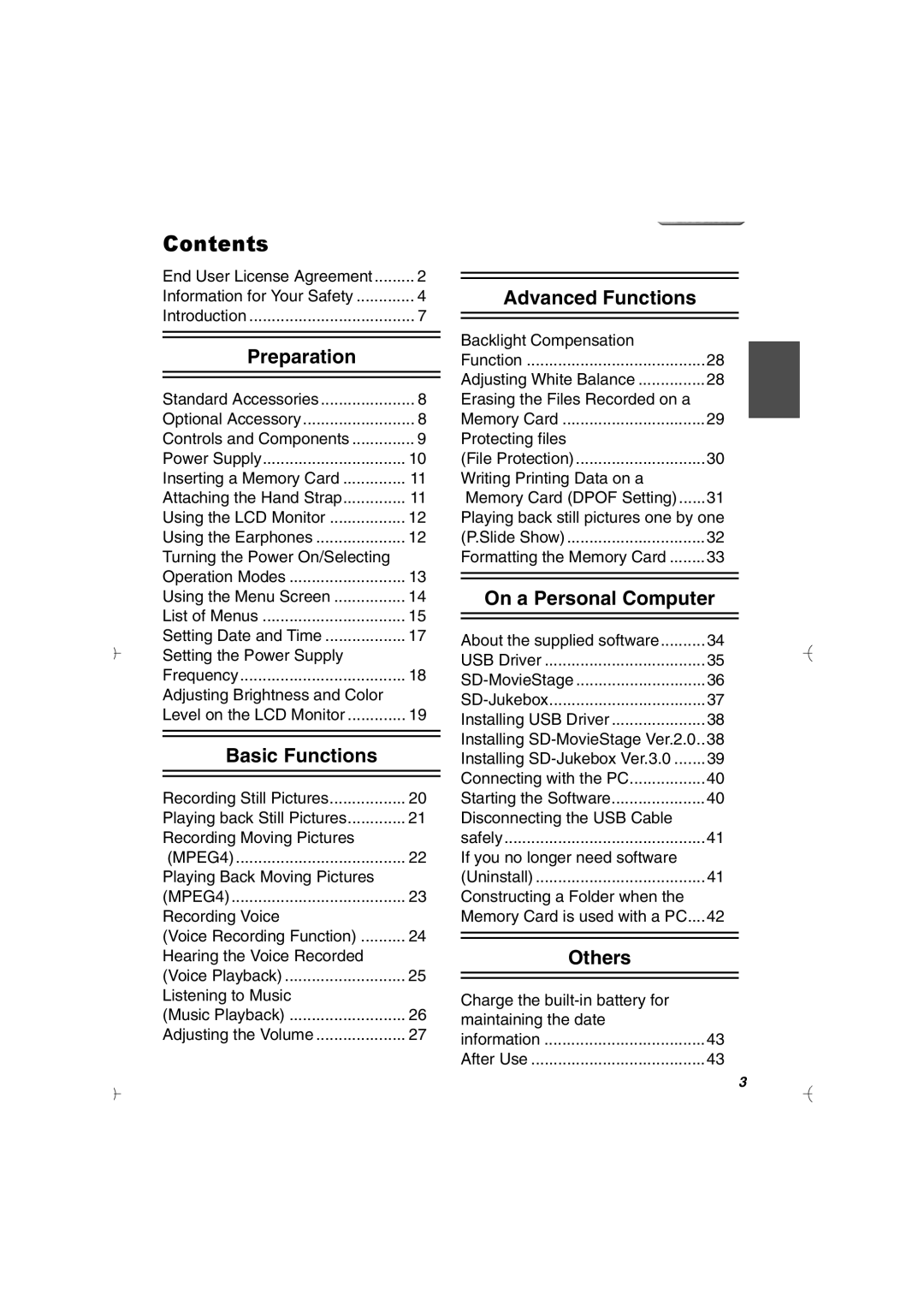 Panasonic SV-AV20U manual Contents 