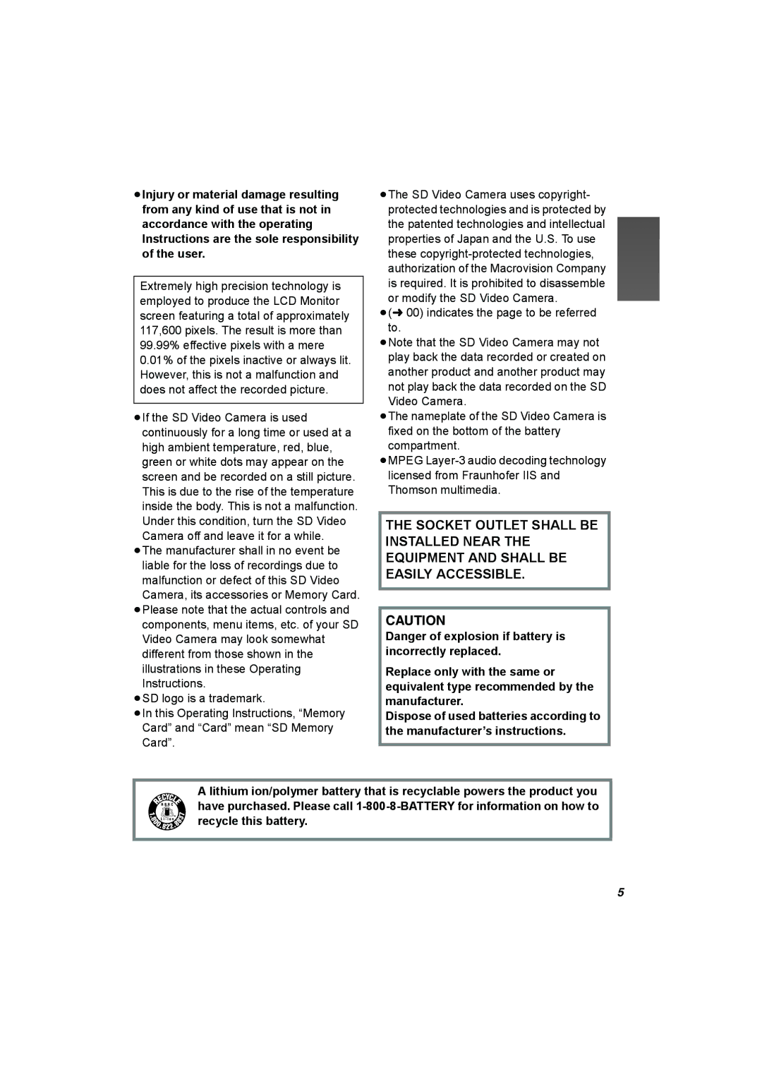 Panasonic SV-AV25 operating instructions 