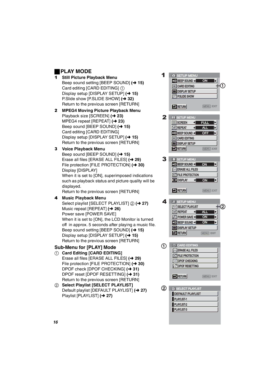 Panasonic SV-AV30U manual Sub-Menu for Play Mode 