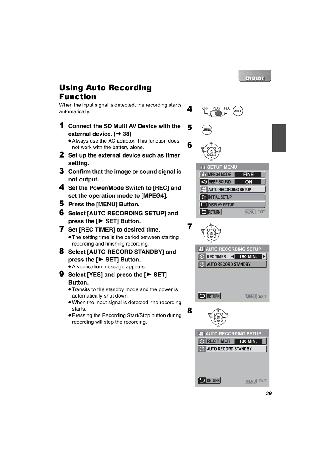 Panasonic SV-AV30U manual REC Timer 