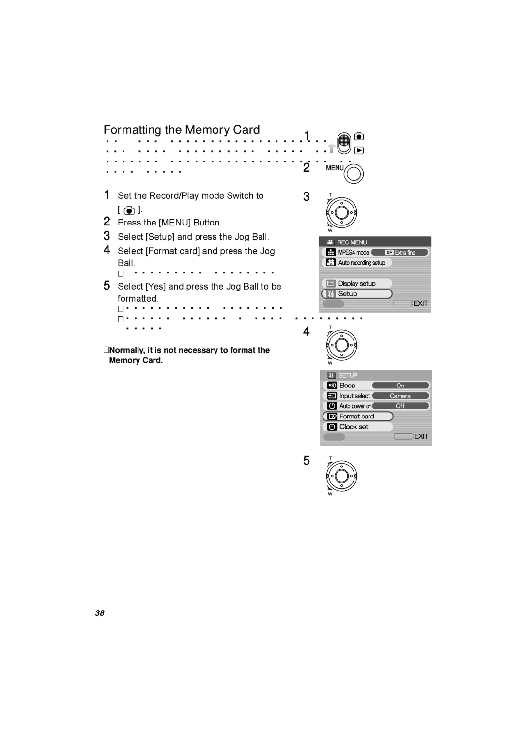 Panasonic SV-AV50 operating instructions Formatting the Memory Card, Select Yes and press the Jog Ball to be formatted 