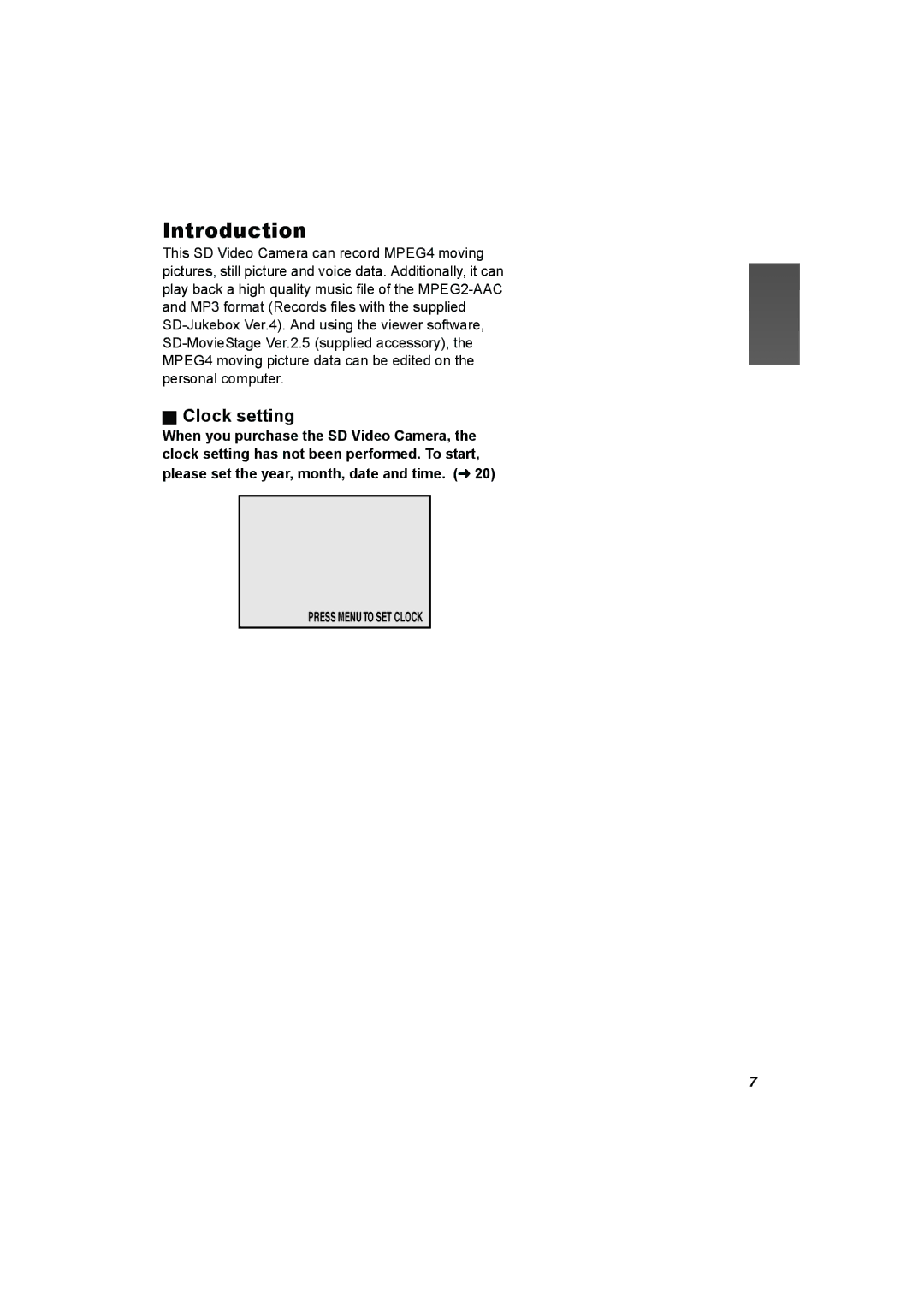 Panasonic SV-AV50 operating instructions Introduction, Clock setting 