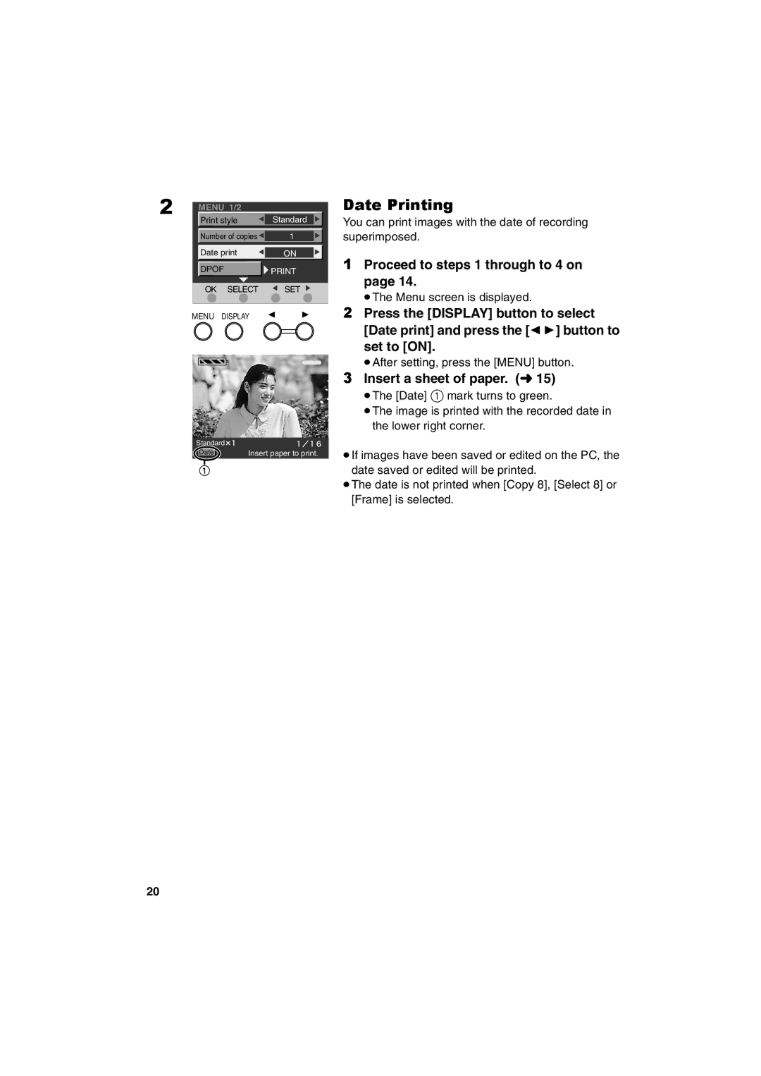 Panasonic SV-P20U manual Date Printing 