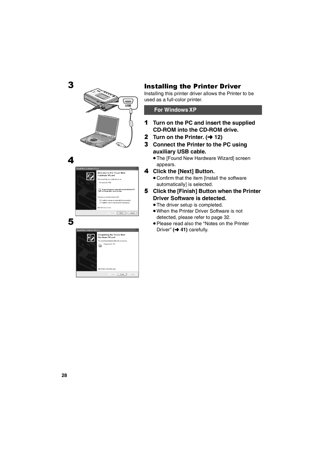 Panasonic SV-P20U manual Installing the Printer Driver, Click the Next Button 