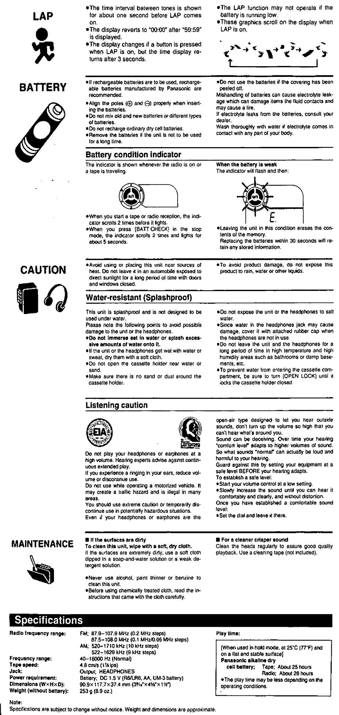 Panasonic SW44V manual 