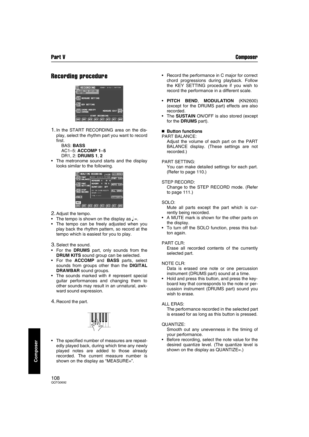 Panasonic SX-KN2600, SX-KN2400 manual AC1-5ACCOMP, Button functions 