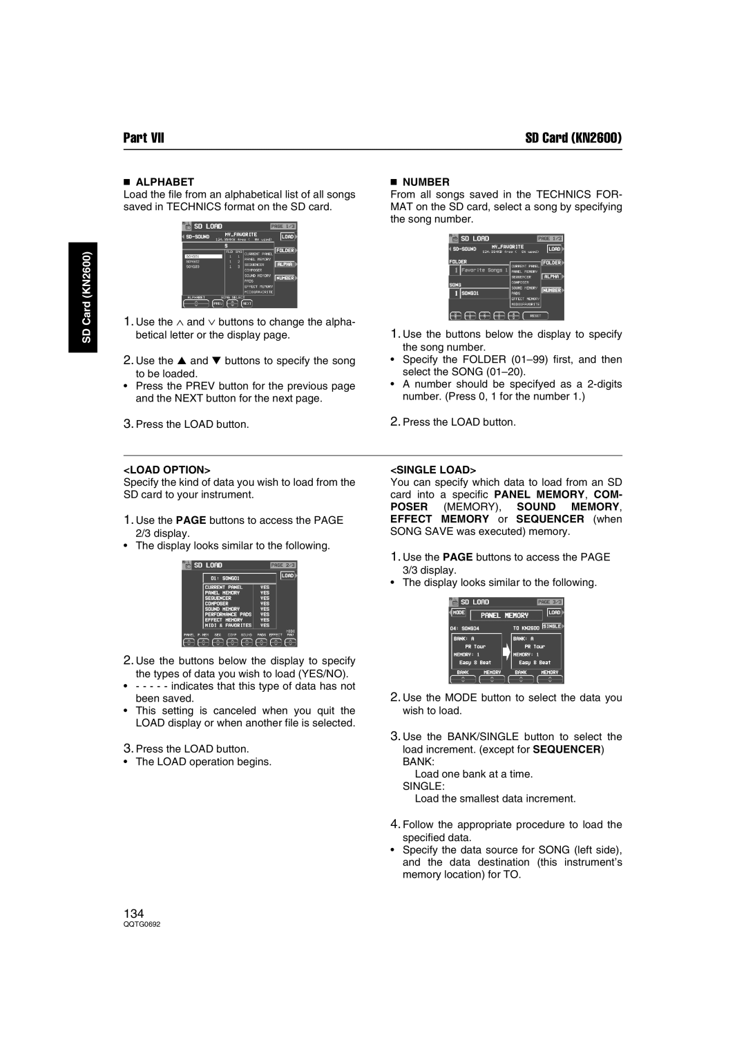 Panasonic SX-KN2600, SX-KN2400 manual Part, Alphabet Number 