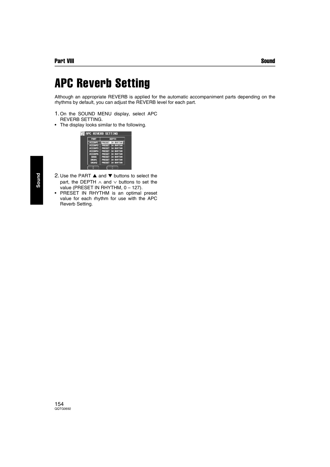 Panasonic SX-KN2600, SX-KN2400 manual APC Reverb Setting 