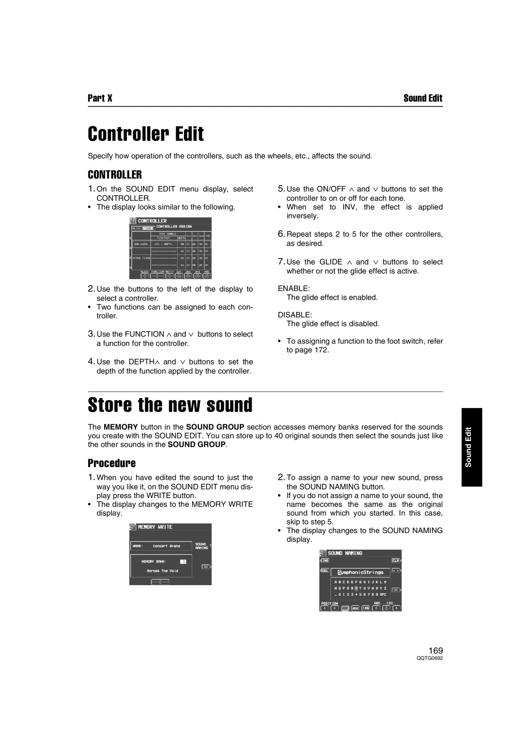 Panasonic SX-KN2400, SX-KN2600 manual Controller Edit, Store the new sound, Procedure 