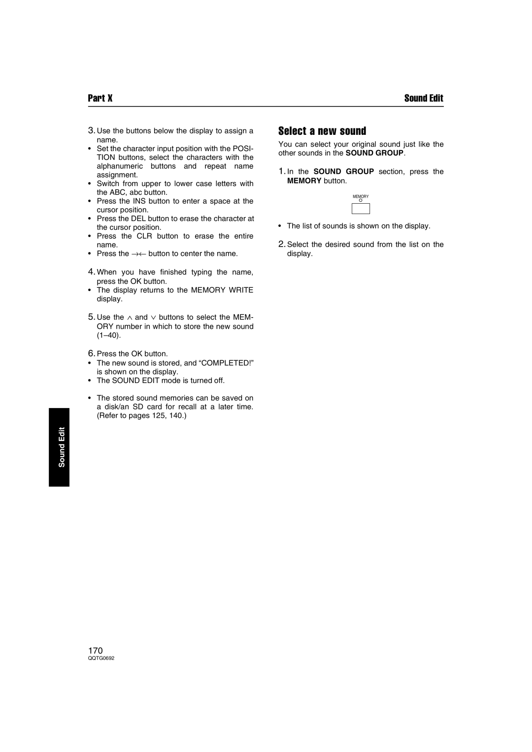 Panasonic SX-KN2600, SX-KN2400 manual Select a new sound 