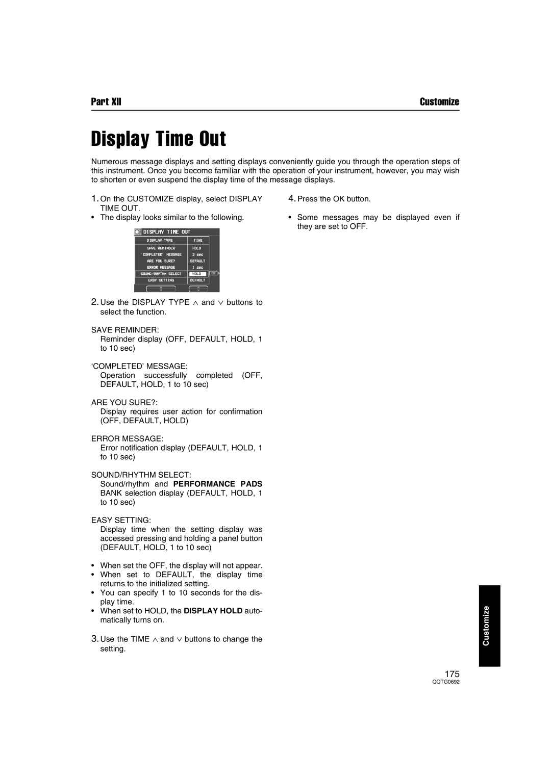 Panasonic SX-KN2400, SX-KN2600 manual Display Time Out 