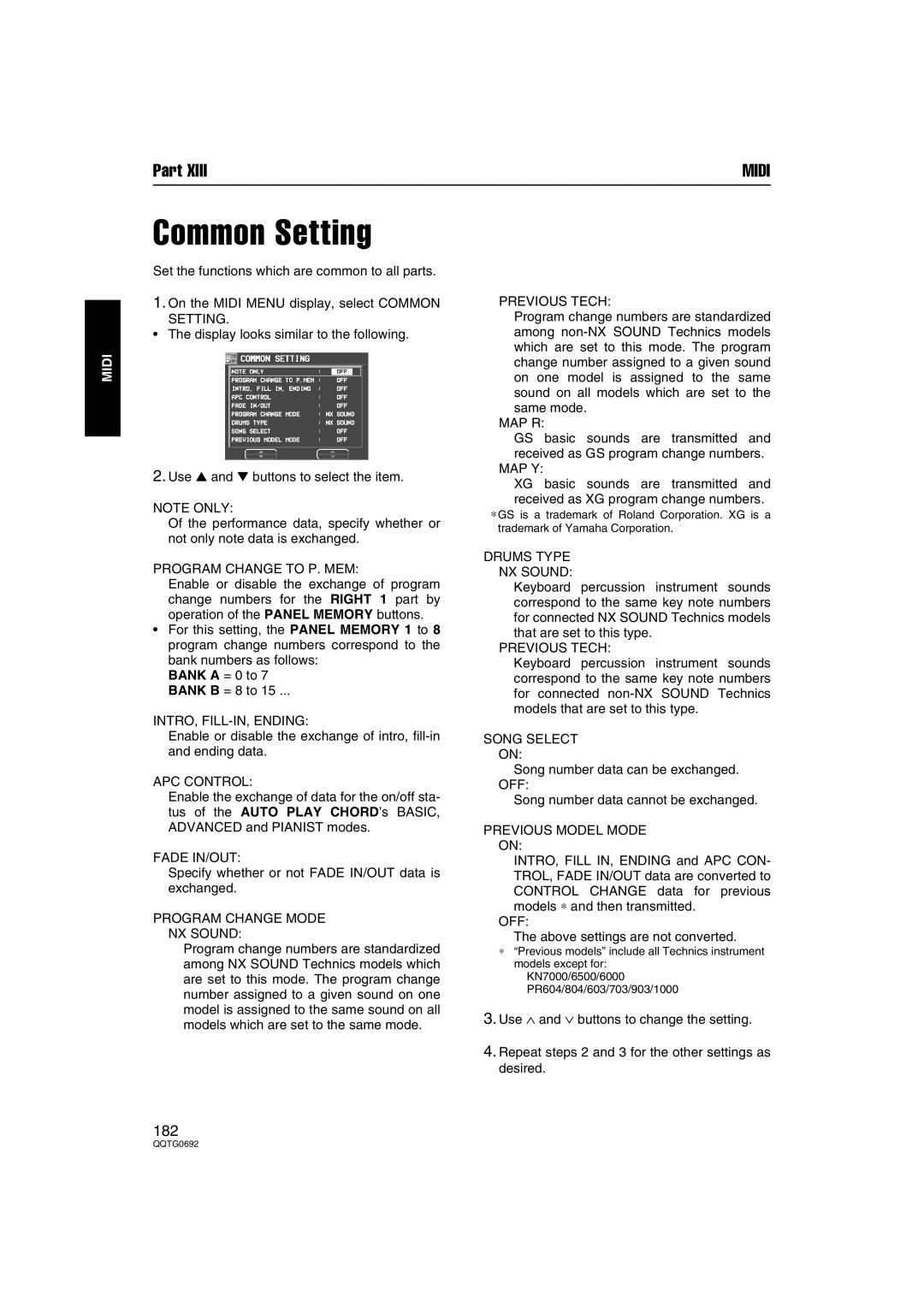 Panasonic SX-KN2600, SX-KN2400 manual Common Setting 