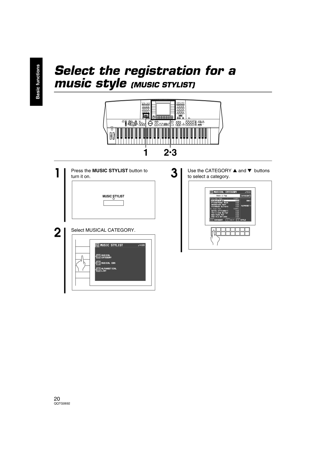 Panasonic SX-KN2600, SX-KN2400 manual Press the Music Stylist button to Turn it on 