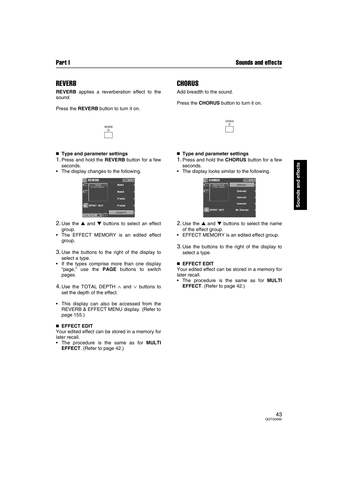 Panasonic SX-KN2400, SX-KN2600 manual Reverb, Chorus 