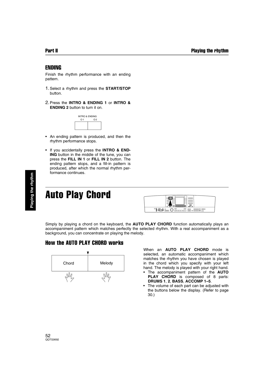 Panasonic SX-KN2600, SX-KN2400 manual Ending, How the Auto Play Chord works 