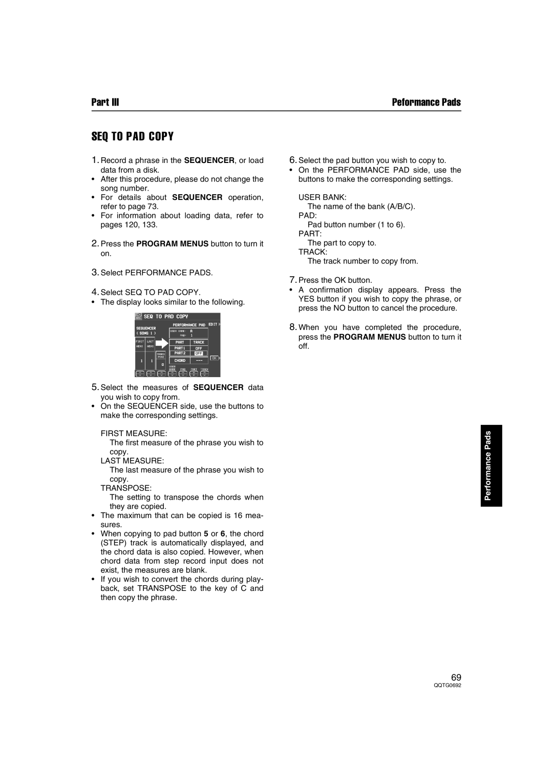 Panasonic SX-KN2400, SX-KN2600 manual SEQ to PAD Copy 