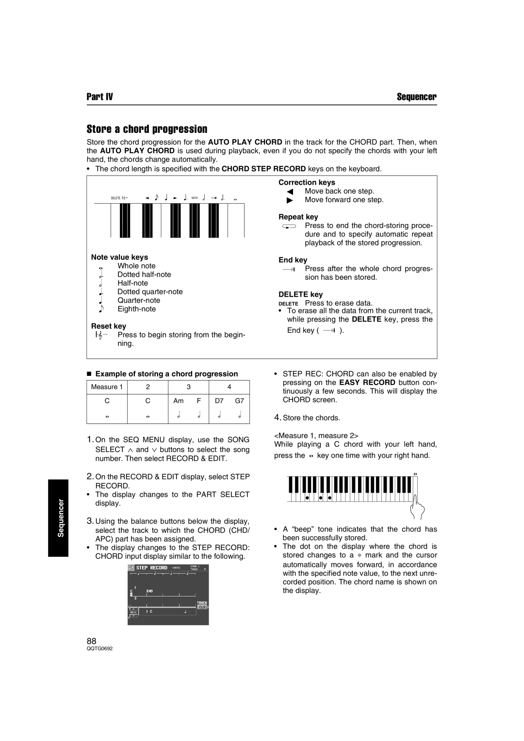 Panasonic SX-KN2600, SX-KN2400 manual Store a chord progression 