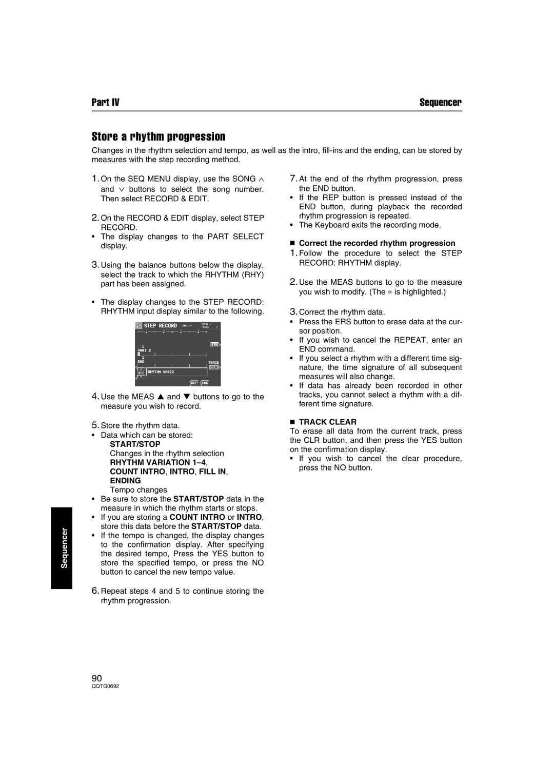 Panasonic SX-KN2600, SX-KN2400 manual Store a rhythm progression, Start/Stop, Count INTRO, INTRO, Fill, Ending Tempo changes 