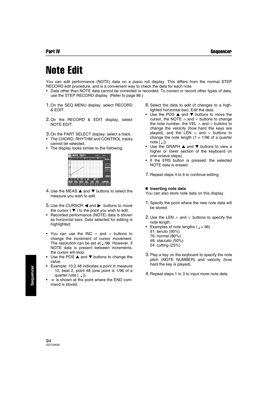 Panasonic SX-KN2600, SX-KN2400 manual Edit,  Inserting note data 