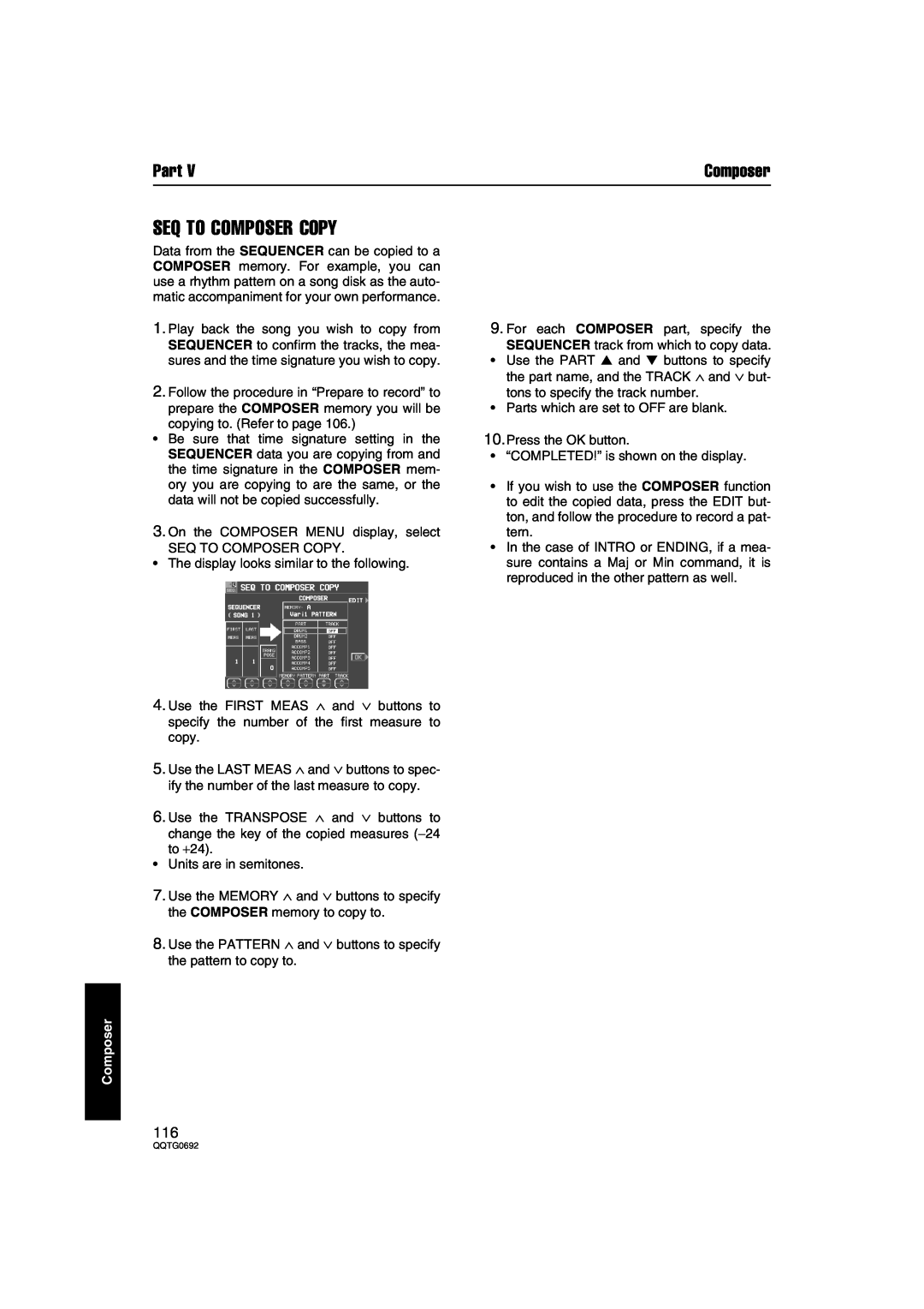 Panasonic SX-KN2600, SX-KN2400 manual Seq To Composer Copy, Part 