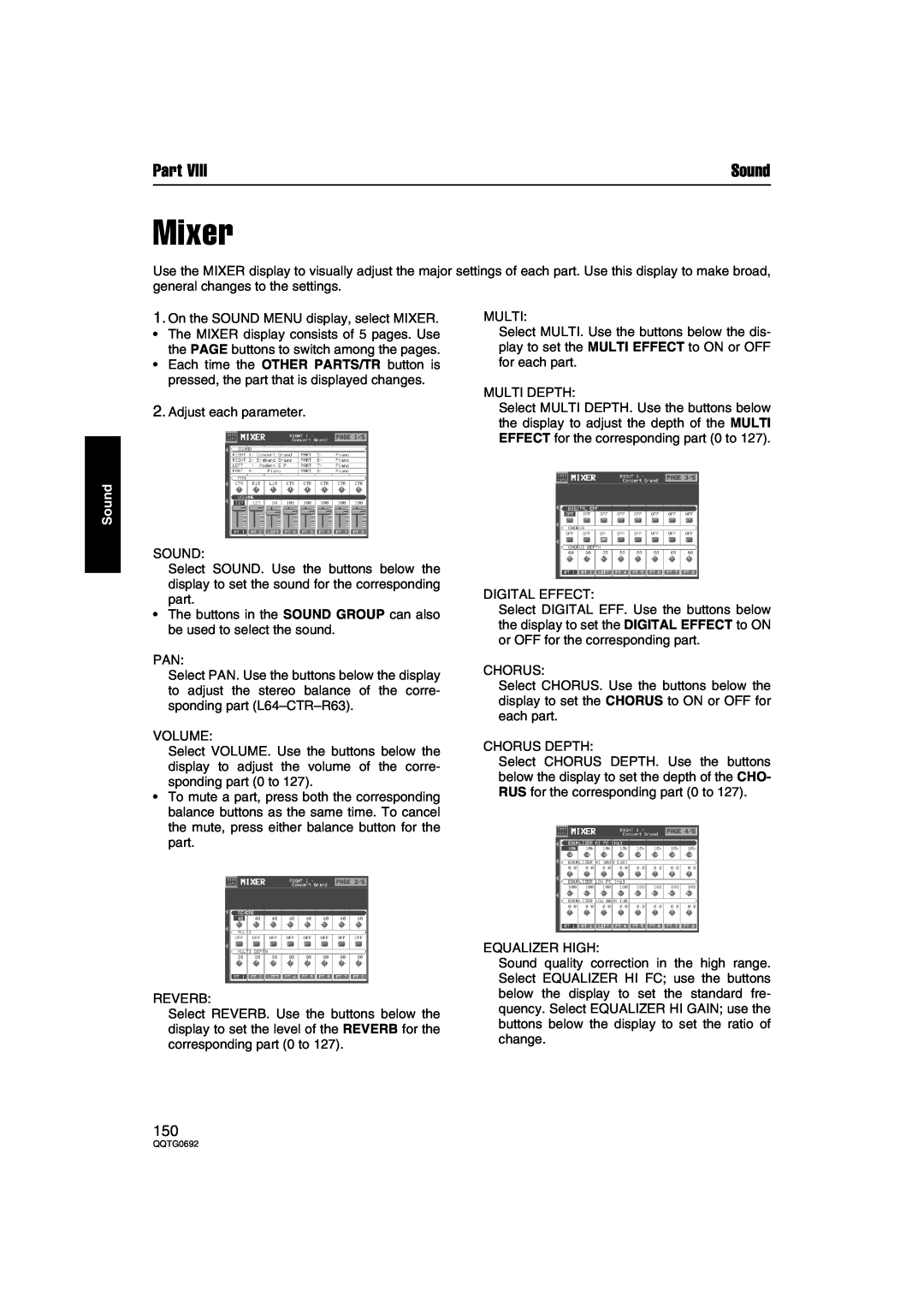 Panasonic SX-KN2600, SX-KN2400 manual Mixer, Part, Sound 