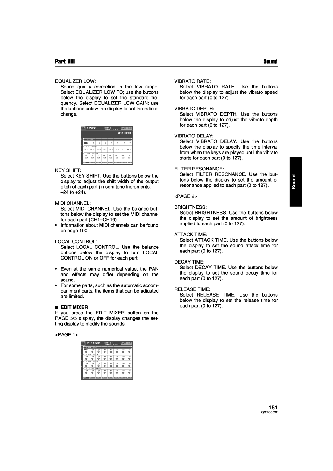 Panasonic SX-KN2400, SX-KN2600 manual Edit Mixer, Part, Sound 