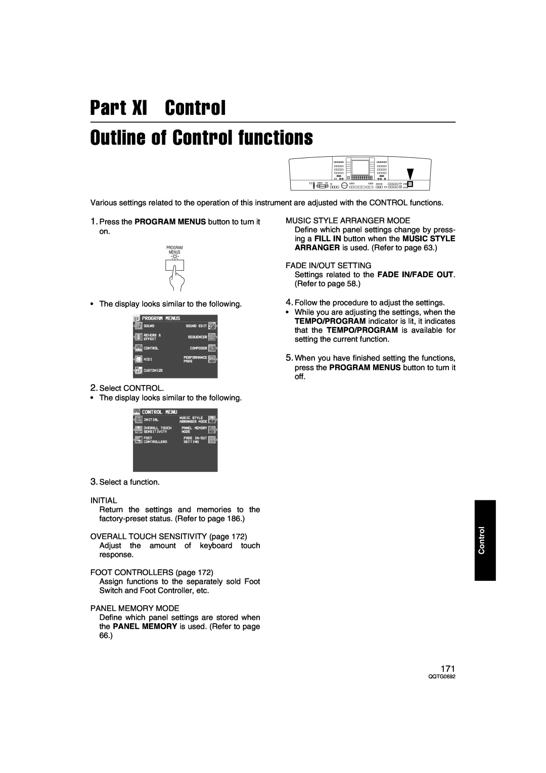 Panasonic SX-KN2400, SX-KN2600 manual Part XI Control Outline of Control functions 