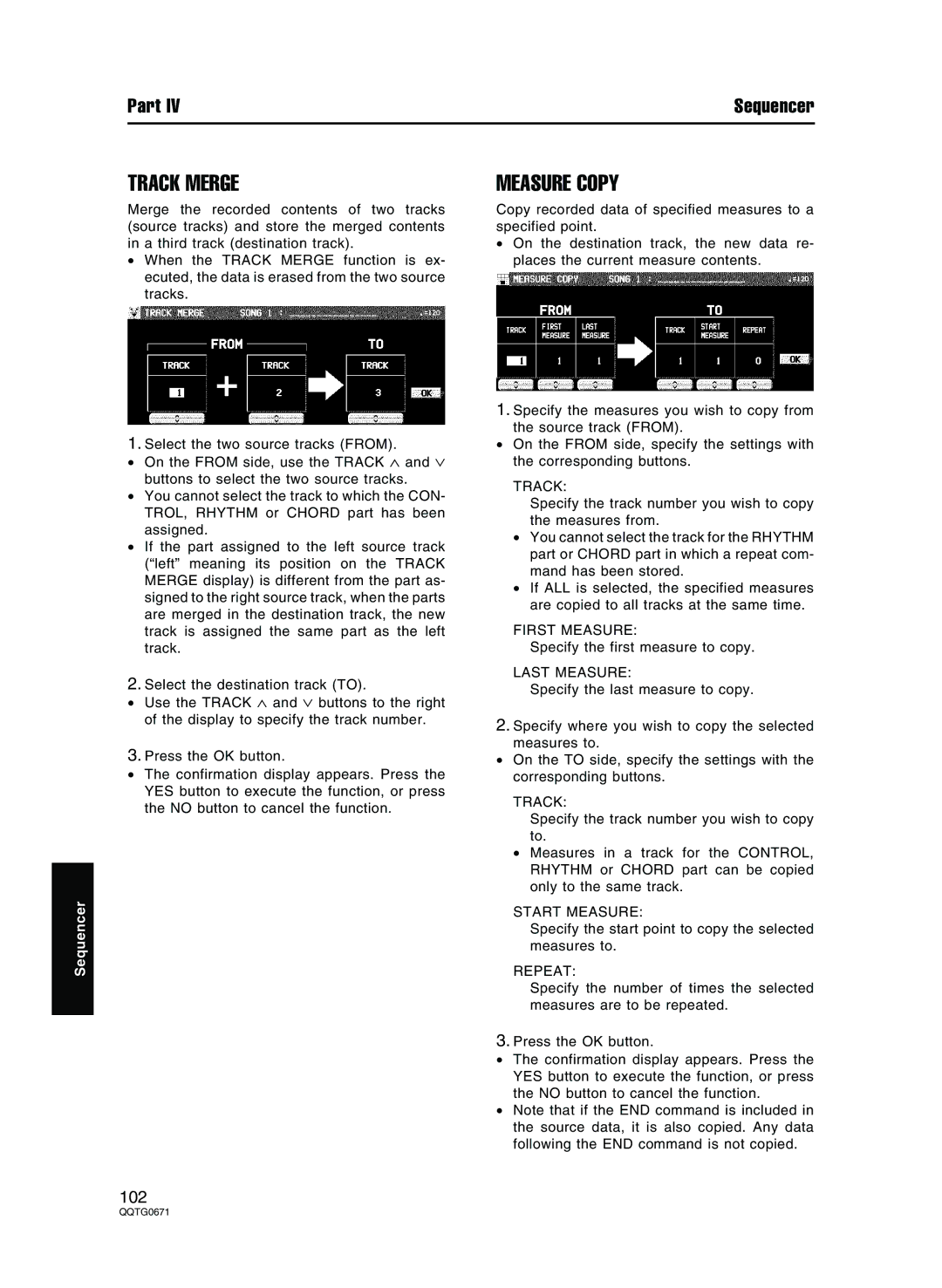 Panasonic SX-KN7000 operating instructions Track Merge, Measure Copy, Start Measure, Repeat 