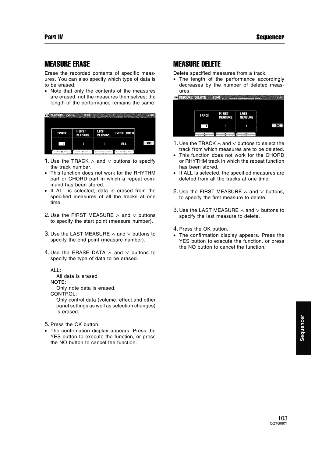 Panasonic SX-KN7000 operating instructions Measure Erase, Measure Delete, All, Control 