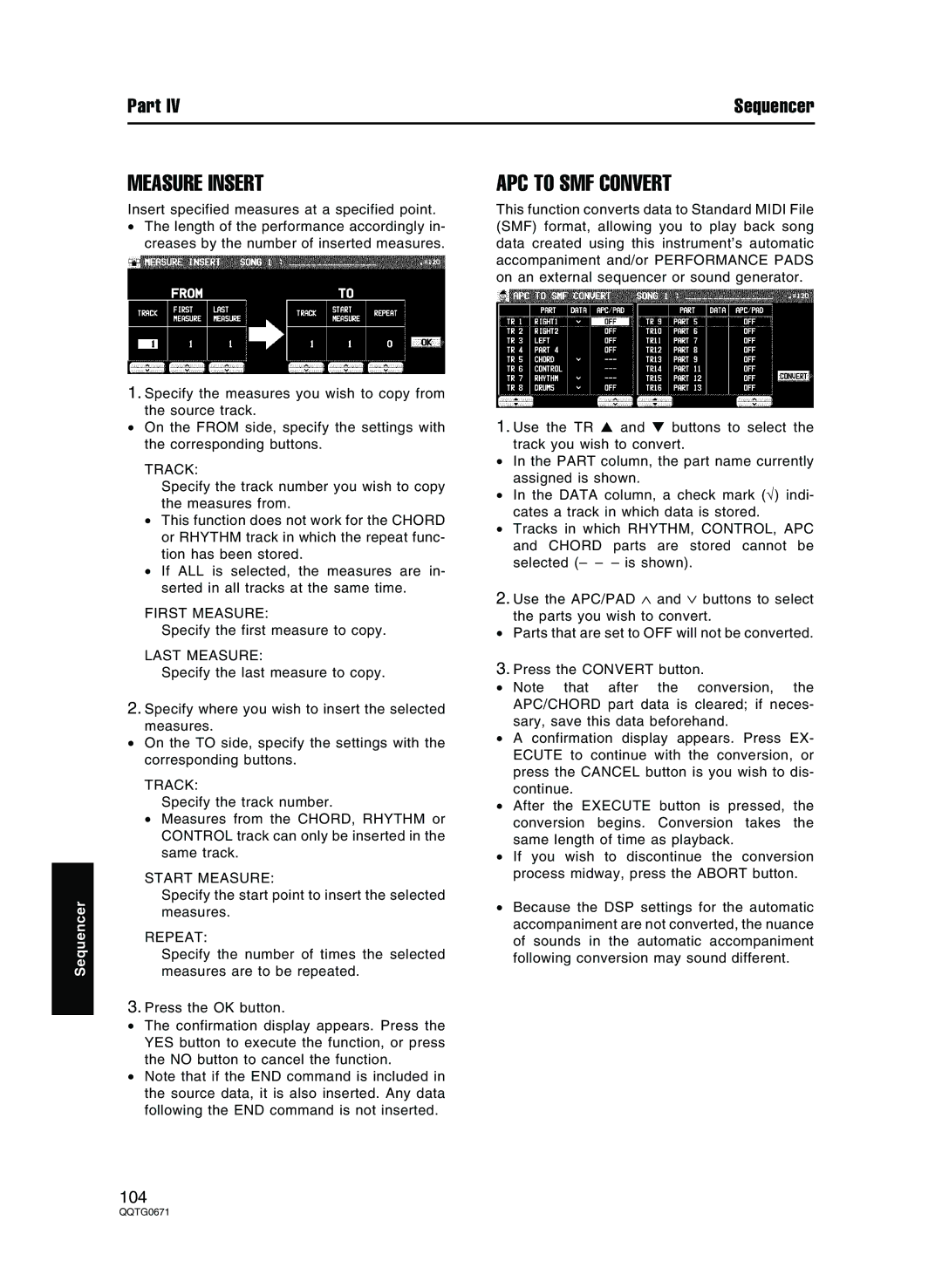 Panasonic SX-KN7000 operating instructions Measure Insert, APC to SMF Convert 