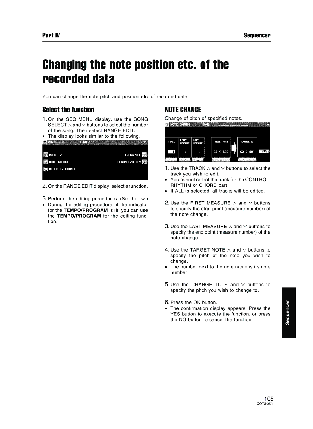 Panasonic SX-KN7000 operating instructions Changing the note position etc. of the recorded data, Select the function 