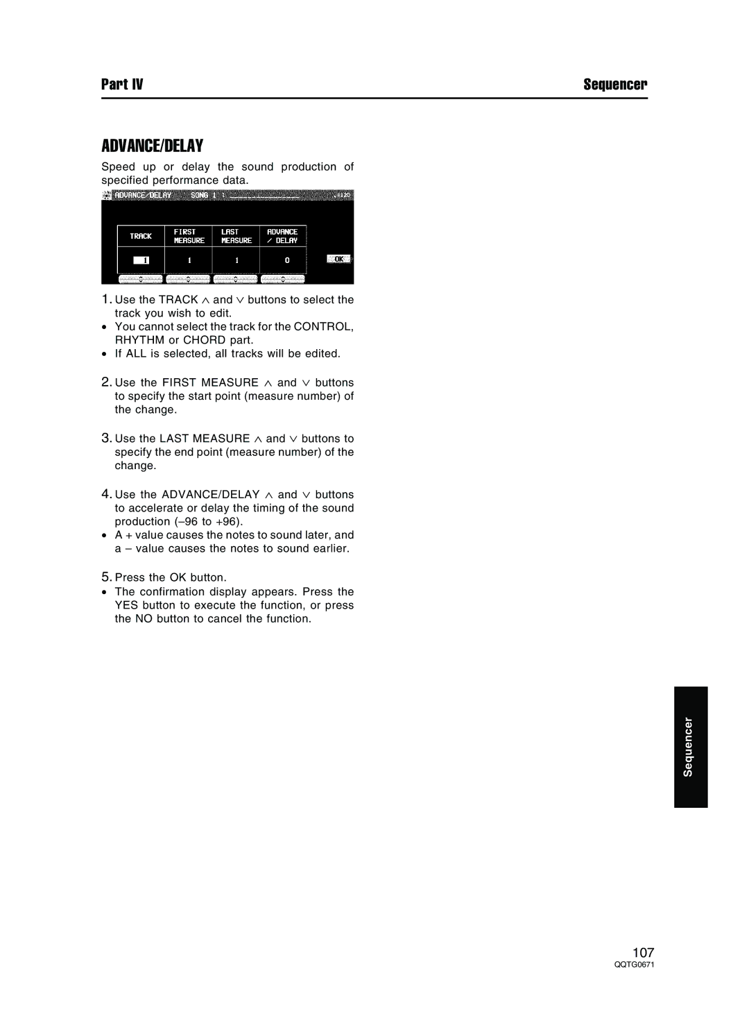 Panasonic SX-KN7000 operating instructions Advance/Delay 