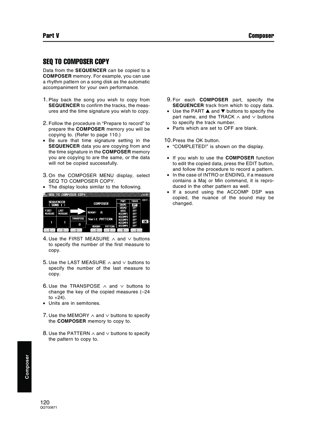 Panasonic SX-KN7000 operating instructions SEQ to Composer Copy 