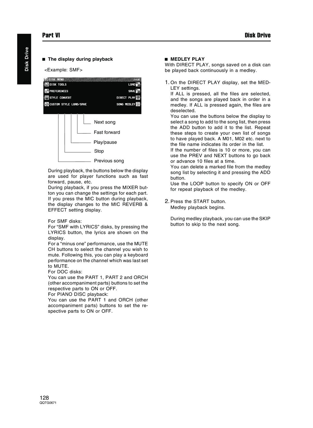 Panasonic SX-KN7000 operating instructions Display during playback, Medley Play 