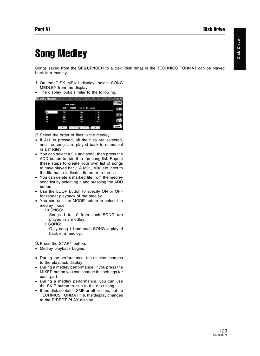 Panasonic SX-KN7000 operating instructions Song Medley 