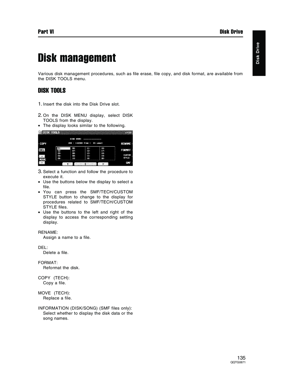 Panasonic SX-KN7000 operating instructions Disk management, Disk Tools 