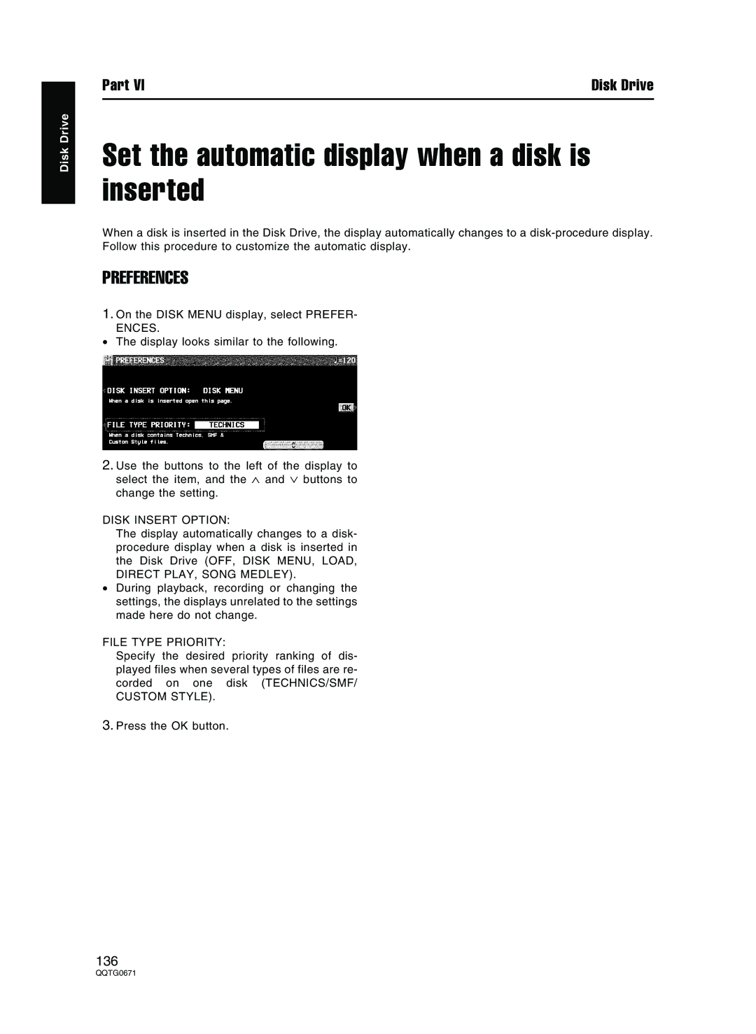 Panasonic SX-KN7000 operating instructions Set the automatic display when a disk is inserted, Preferences 