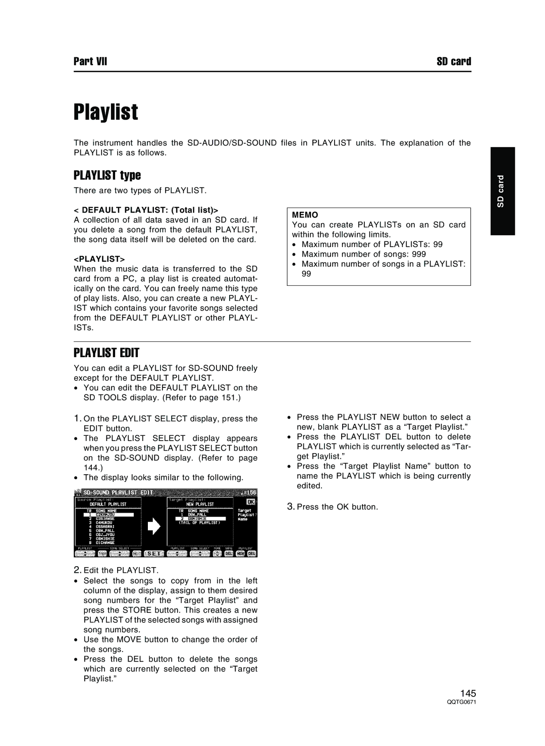 Panasonic SX-KN7000 operating instructions Playlist type, Playlist Edit, Default Playlist Total list 