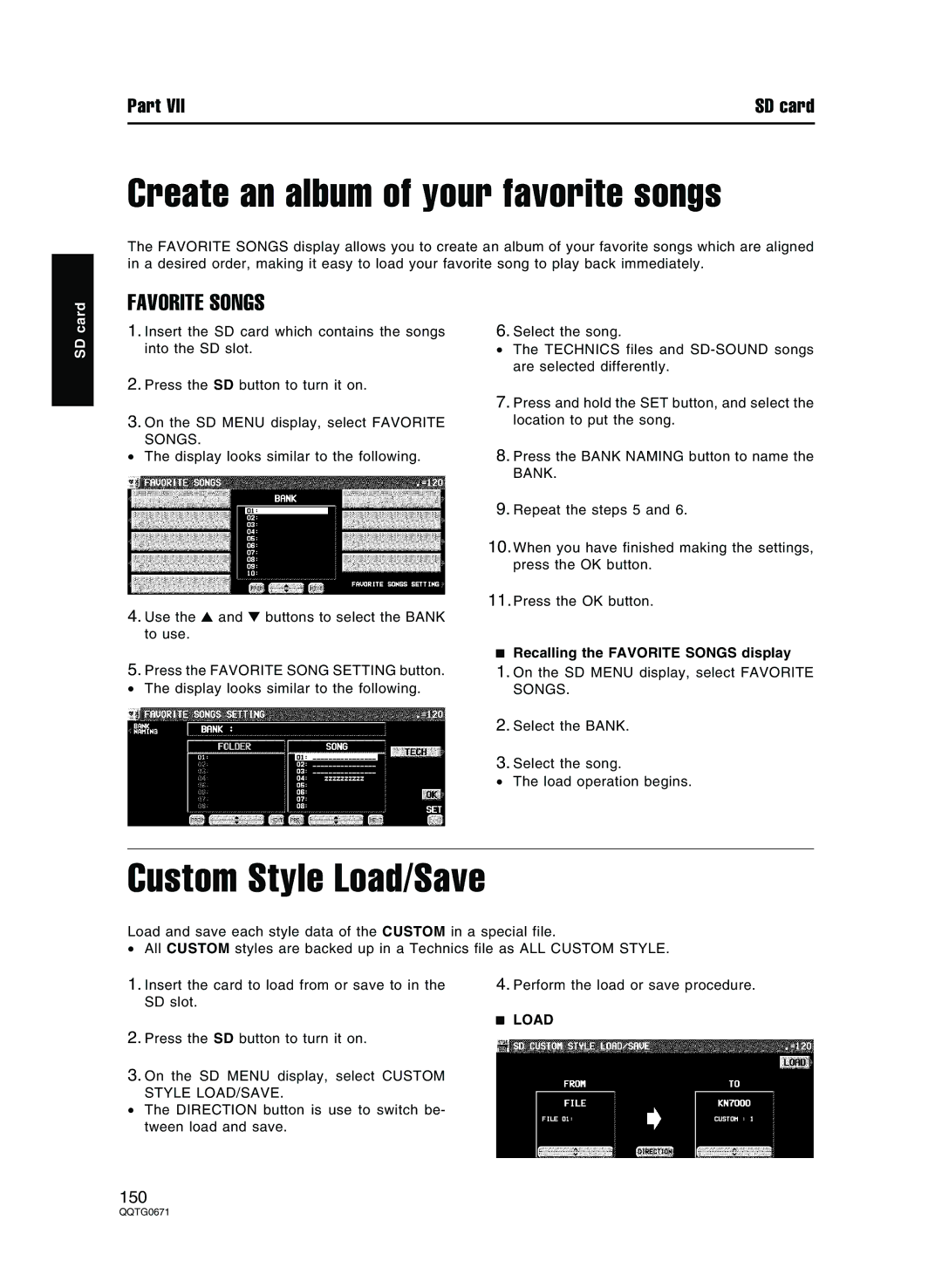 Panasonic SX-KN7000 operating instructions Create an album of your favorite songs, Recalling the Favorite Songs display 