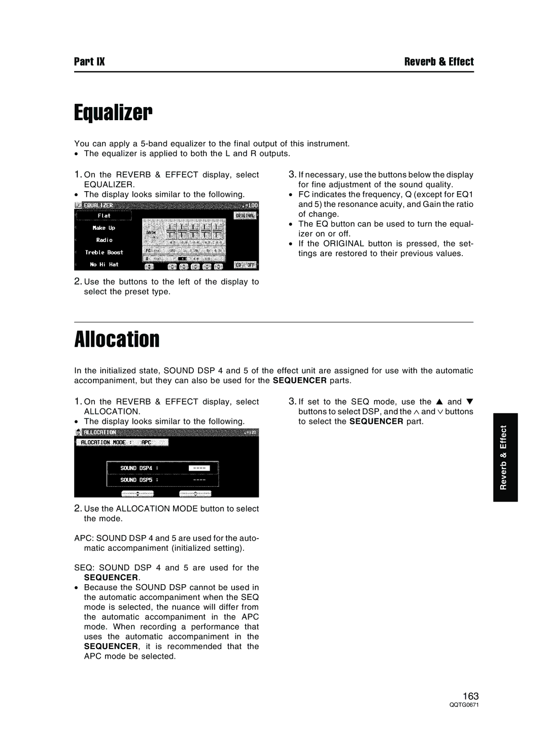 Panasonic SX-KN7000 operating instructions Equalizer, Allocation 