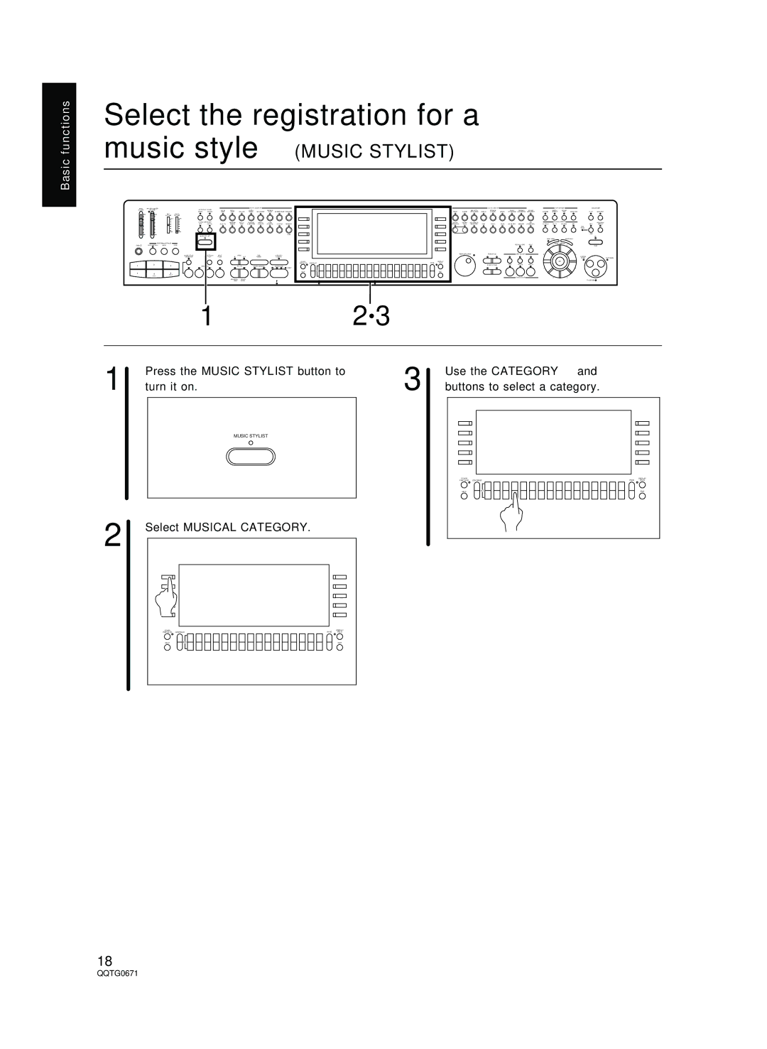 Panasonic SX-KN7000 operating instructions Select the registration for a music style, Select Musical Category 