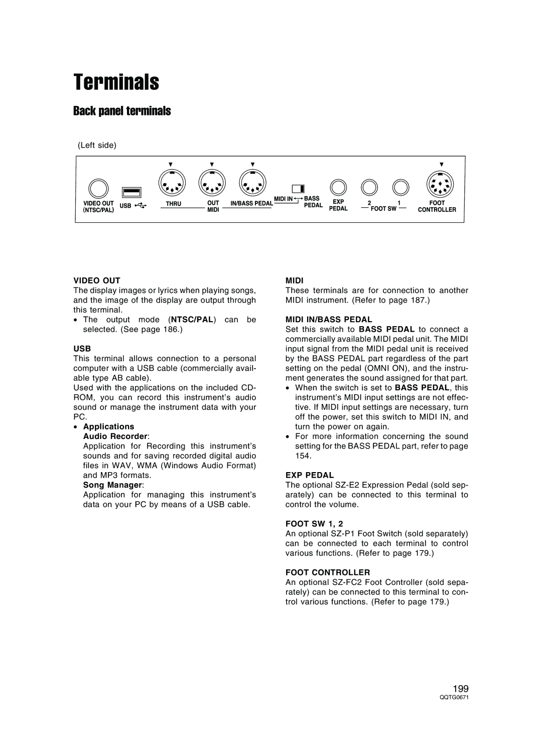 Panasonic SX-KN7000 operating instructions Terminals, Back panel terminals 