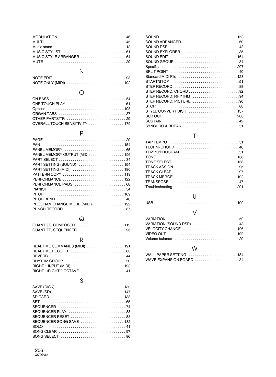 Panasonic SX-KN7000 operating instructions 206 