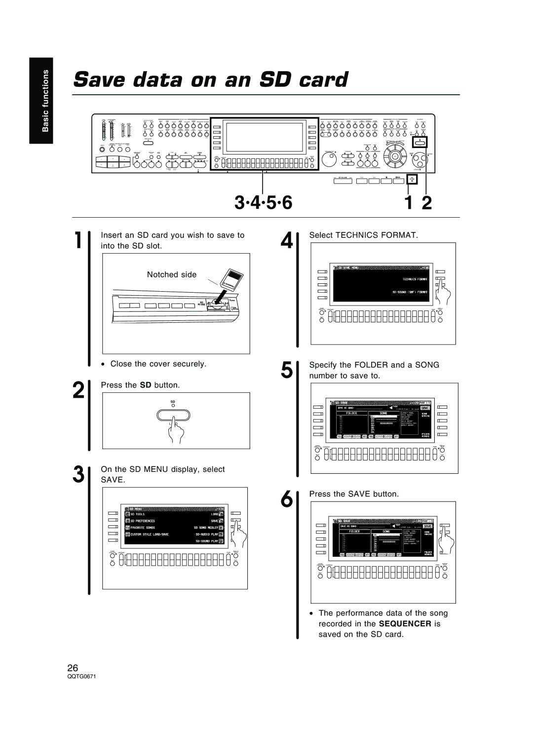 Panasonic SX-KN7000 operating instructions Save data on an SD card 