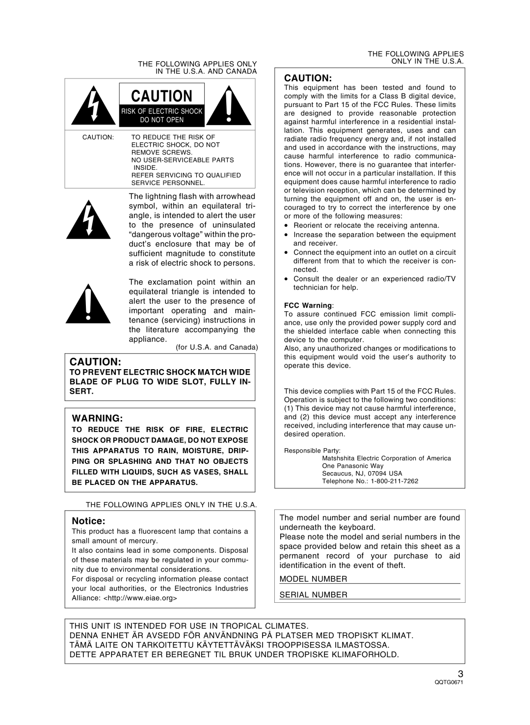 Panasonic SX-KN7000 operating instructions Lightning flash with arrowhead 