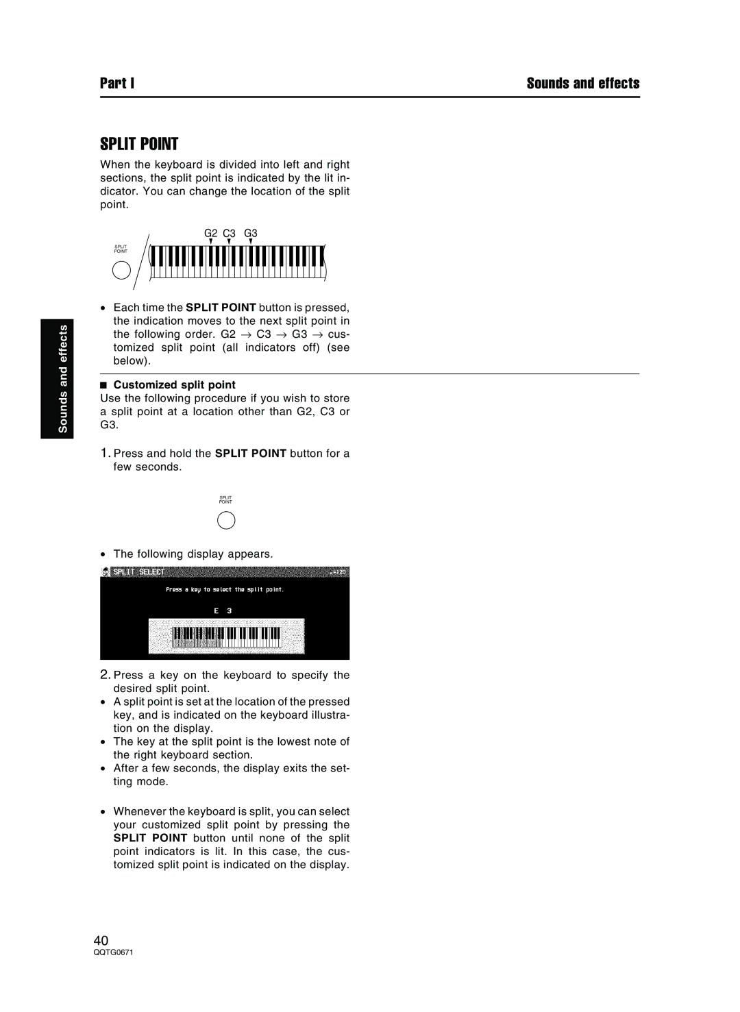 Panasonic SX-KN7000 operating instructions Split Point, Customized split point 