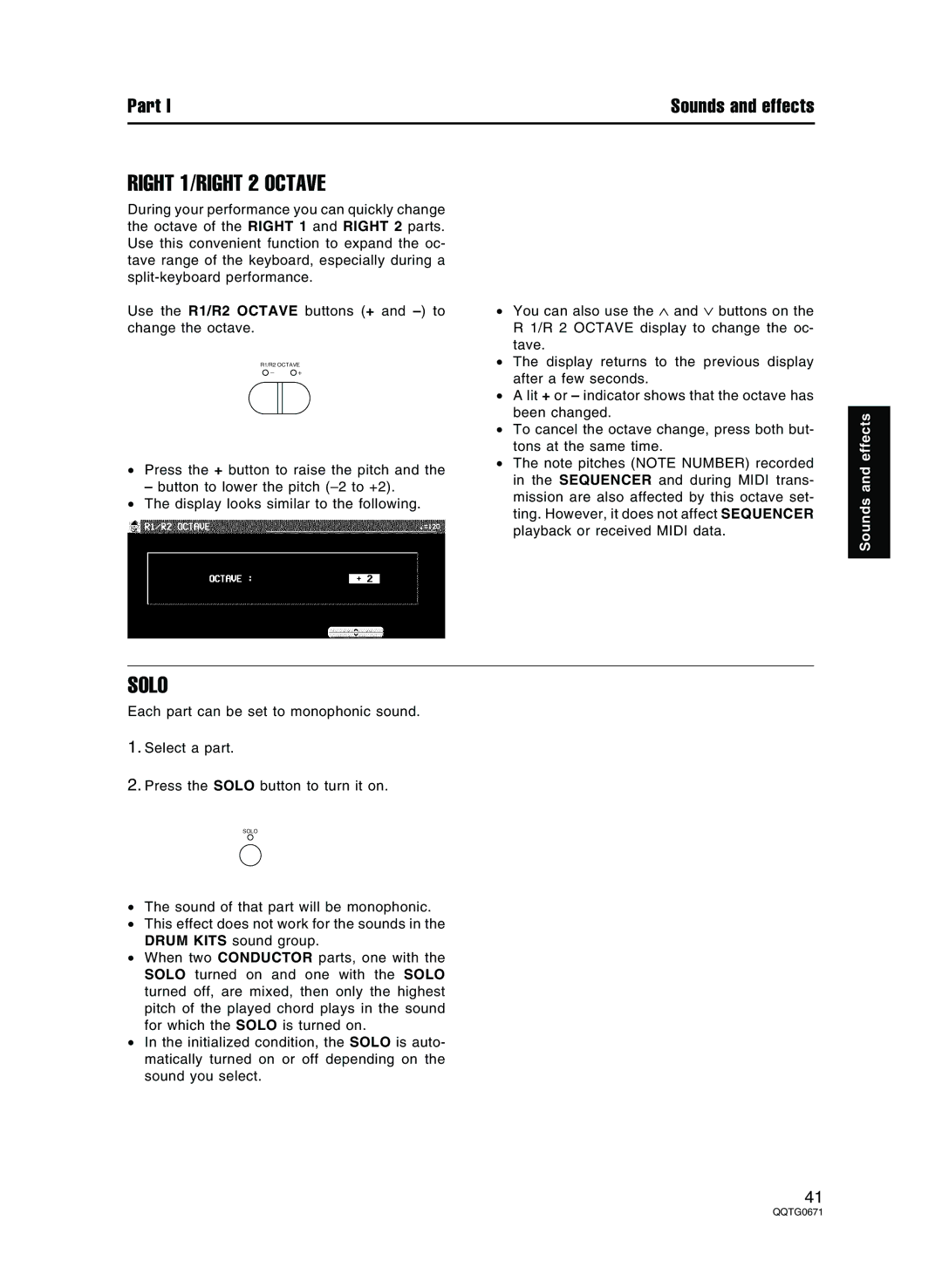 Panasonic SX-KN7000 operating instructions Right 1/RIGHT 2 Octave, Solo 