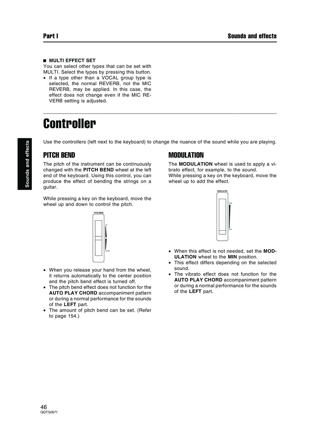 Panasonic SX-KN7000 operating instructions Controller, Pitch Bend, Modulation, Multi Effect SET 