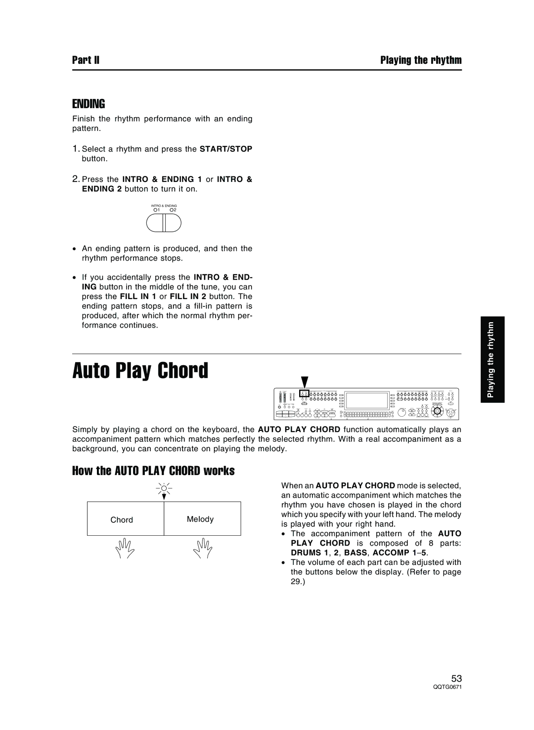 Panasonic SX-KN7000 operating instructions Ending, How the Auto Play Chord works 